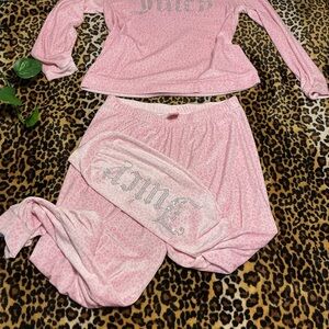 Juicy Couture Light Pink Pajama Set with Rhinestone Detail